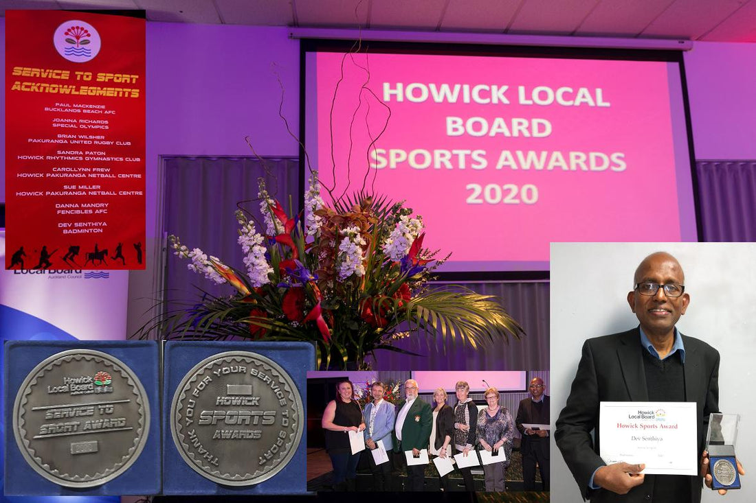 Dev Senthiya & NZBC honoured for 20+ years Service Award at Howick Sports Awards 2020